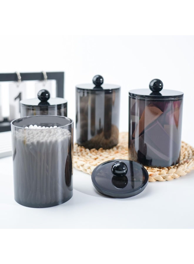 هومستر 2 قطعة من ملصق القطن مع غطاء | علبة تخزين تنظيفية لسطح المكتب | تخزين متعدد السيناريوهات لسطح المكتب في الحمام/غرفة المعيشة/الغرفة النومية/الدراسة/غرفة الطعام/المطبخ/الحمام، 9.6 سم، شفافة سوداء - Image 5